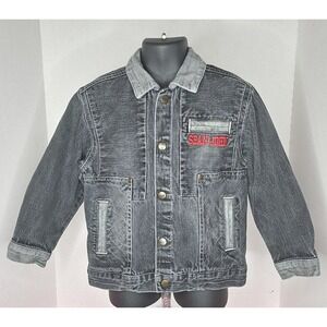 Boy's Vintage Sean John Black Denim Jacket W Red Embroidery Size 4T Hip Hop